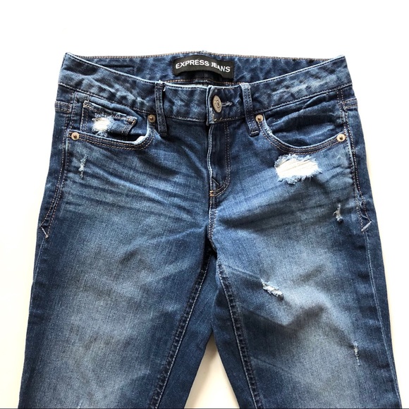 Express Stella Distressed Skinny Low Rise Jeans - Picture 3 of 8